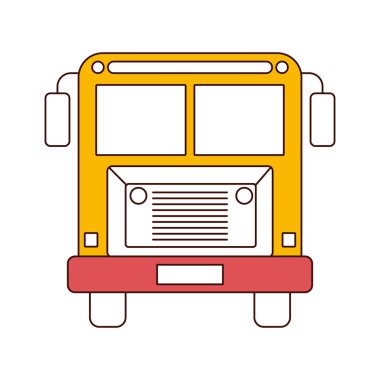 tekerlekler ile ön görünüm okul otobüsü siluet renk bölümleri