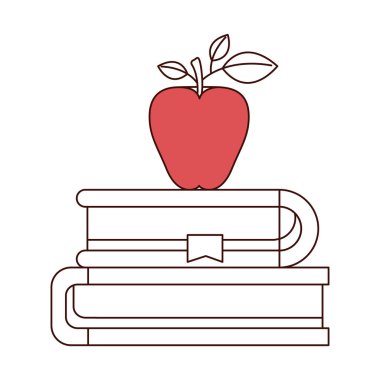 yer imi ve elma ile kitap çifti siluet renk bölümleri