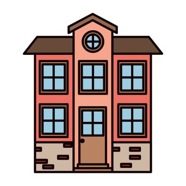 tavan arasında iki katlı renkli cephe ev ile beyaz arka plan