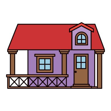 Korkuluk ve tavan ile renkli cephe ev ile beyaz arka plan