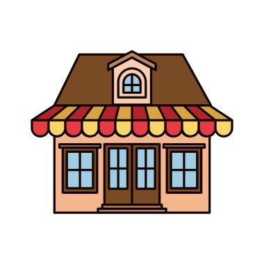 renkli siluet ve çatı ile cephe mağaza