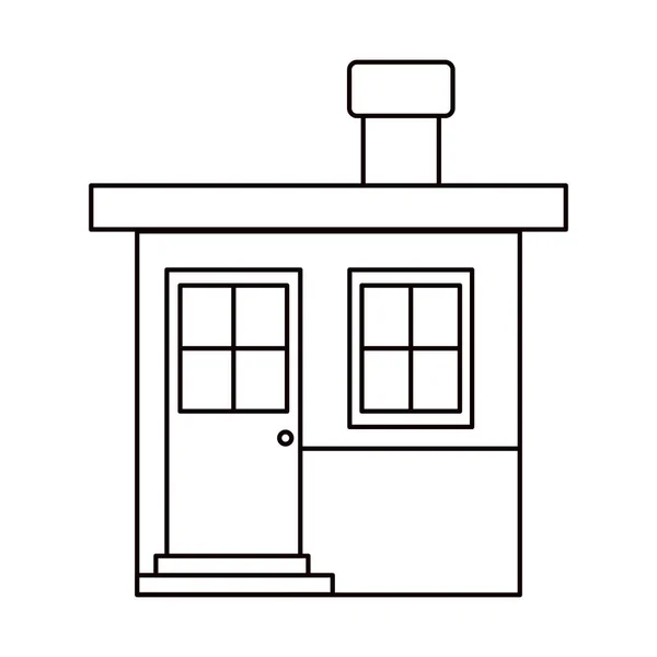 Silhouette monochrome de petite maison avec cheminée — Image vectorielle