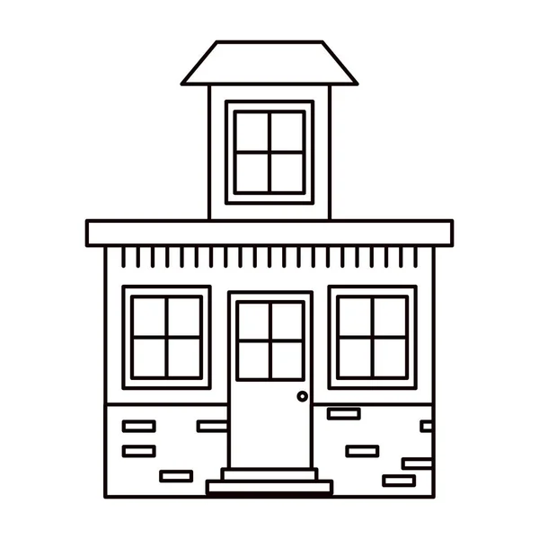 Maison de silhouette monochrome avec petit grenier — Image vectorielle