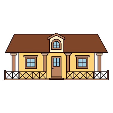 Korkuluk ve tavan ile renkli kır evi ile beyaz arka plan