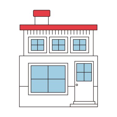 iki katlı ve baca renk bölümleri siluet ev