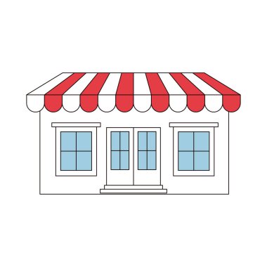 Tente ile mağaza renk bölümleri siluet