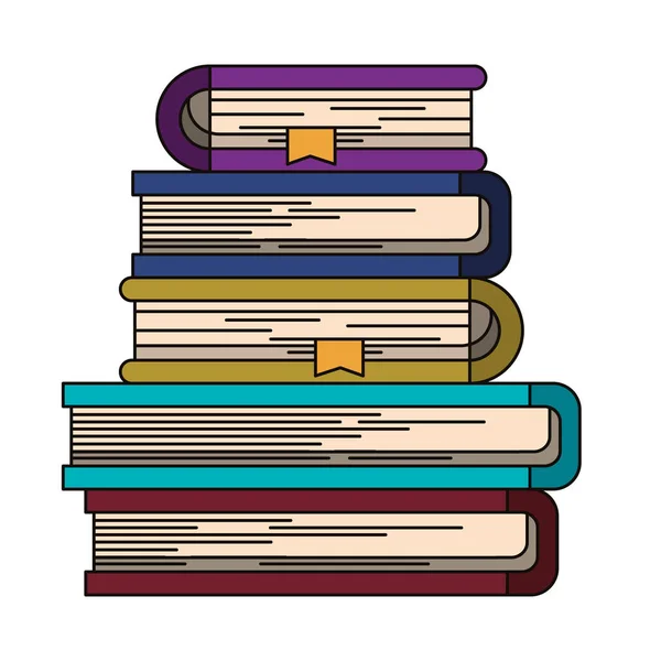 Image colorée de pile de livres avec signet — Image vectorielle