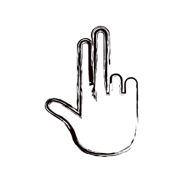 Розмита товста контурна рука, що показує дві піктограми пальців — стоковий вектор