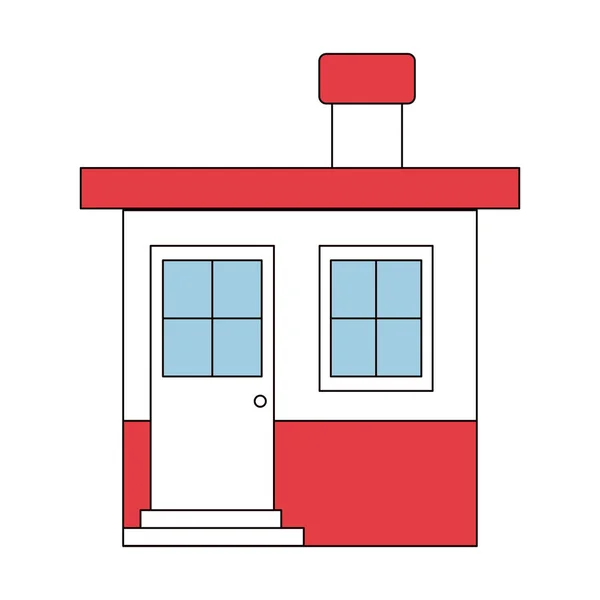 Kolor sekcje sylwetka małego domu z komina — Wektor stockowy