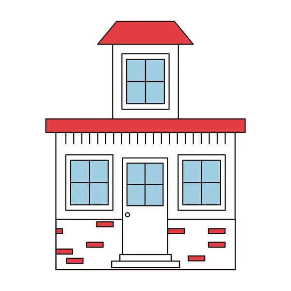 Barevné úseky siluety domu s malou podkroví — Stockový vektor