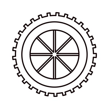 Dişli bileşen kroki siluet simge tekerlek