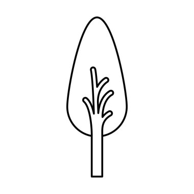 Şekil oval yeşillik ile soyut ağaç tek renkli siluet