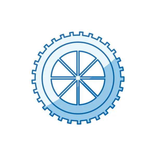 Color azul sombreado silueta engranaje rueda componente icono — Archivo Imágenes Vectoriales