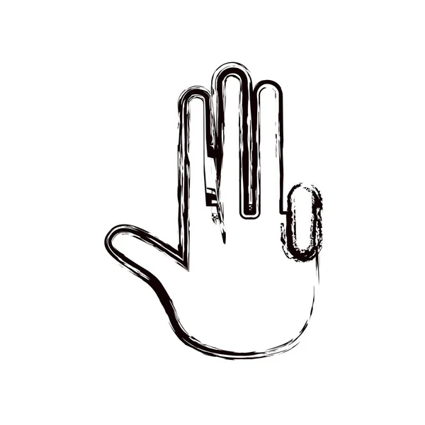 Bulanıklaştırılan kalın kontur el avuç dört parmak simgesi — Stok Vektör