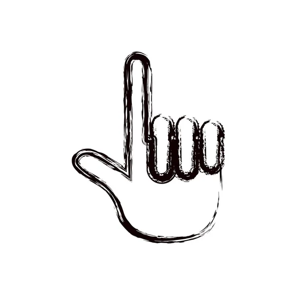 Borroso grueso contorno mano apuntando hacia arriba con un dedo icono — Archivo Imágenes Vectoriales