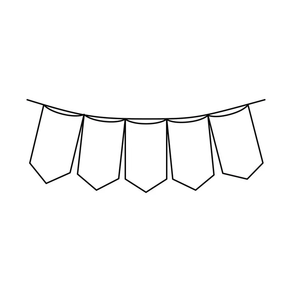 Silhouette monocromatica di festoni a forma di rettangoli in primo piano — Vettoriale Stock