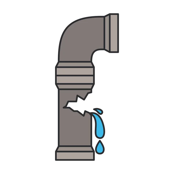 Imagen en color de la tubería de agua roto — Vector de stock