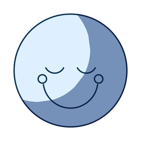 Silueta de color azul sombreado de cara feliz emoticono masculino con los ojos cerrados — Vector de stock