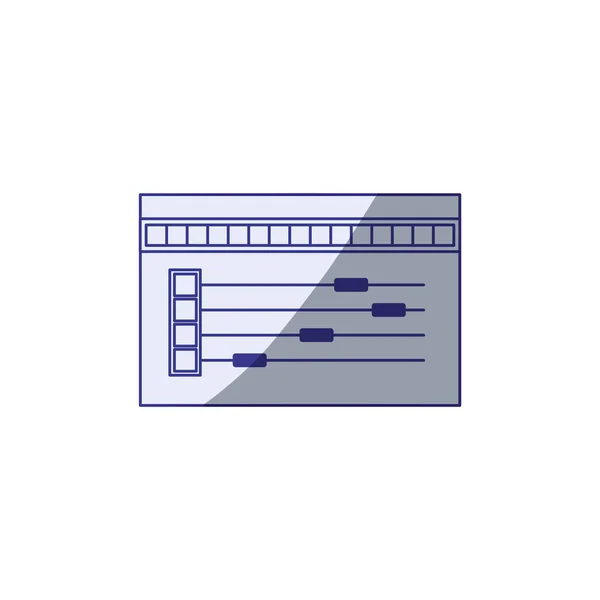 Bílé pozadí s modrou stínovou siluetou nástroje palety barev pro návrháře grafiky — Stockový vektor