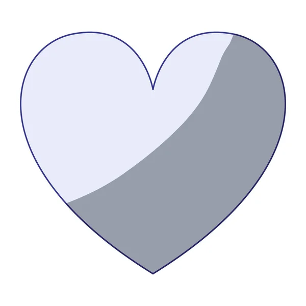 Fondo blanco con silueta de sombreado azul del icono del corazón — Vector de stock