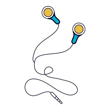 stereo kulaklıklar renk bölümleri silüeti ile beyaz arka plan