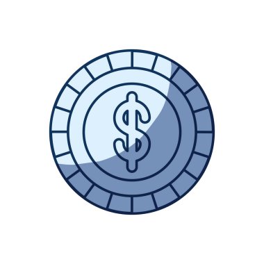 içinde dolar ön görünüm mavi renk siluet sembol