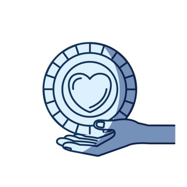 iç el palmiye kalp mavi renk siluet sembol şekil