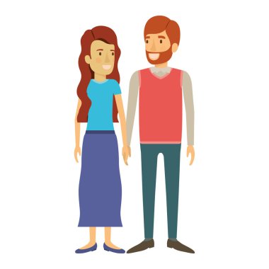 resmi giysiler ve Kızıl Sakal uzun dalgalı saçlı ve onun erkek ve kadın ayakta ve onu renkli siluet