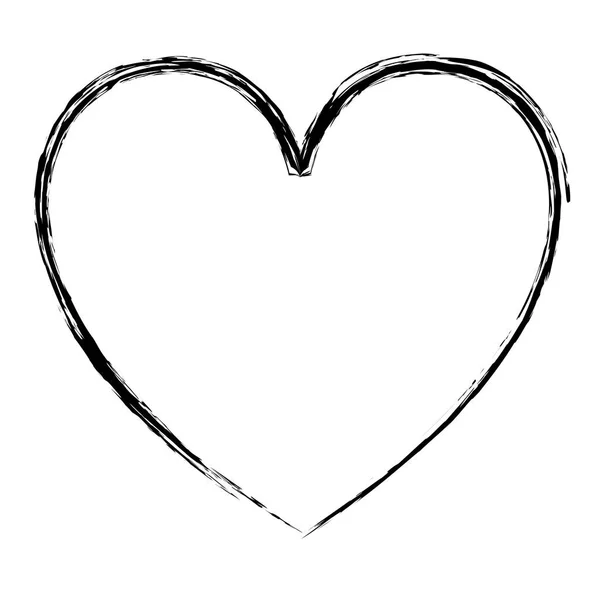 Sfondo bianco con silhouette sfocata monocromatica dell'icona del cuore — Vettoriale Stock