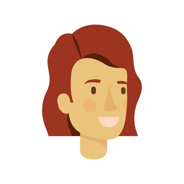 短い茶色の髪と波状の女性の顔のカラフルなシルエット — ストックベクタ
