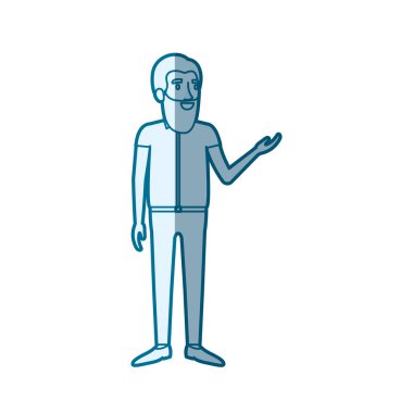 resmi giysiler uzun sakal ayakta adam mavi renk siluet gölgelendirmesi