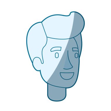 mavi renk siluet gölgeleme erkek yüz ile Pompadour saç