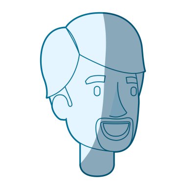 Genç adam yüz mavi renk siluet gölgelendirme ile saç ve Van lezbiyen sakal