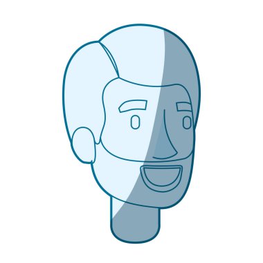 yan saç ile sakallı adam yüzü mavi renk siluet gölgelendirme