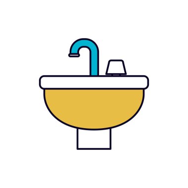 Lavabo simgesi renk bölümleri siluet