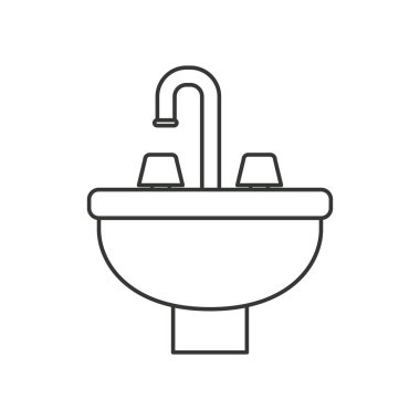 Lavabo simgesi ile tek renkli siluet
