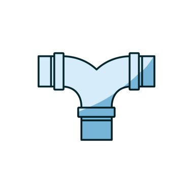 Drenaj boru t bağlantı mavi gölgeleme siluet