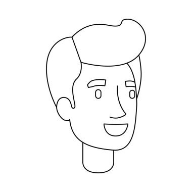 kısa saçlı adam yüzü tek renkli siluet