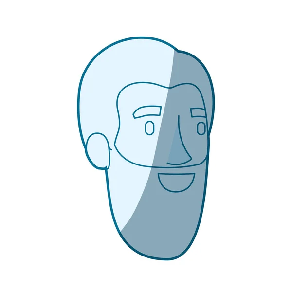 Silhouette de couleur bleue ombrage du visage de l'homme avec longue barbe — Image vectorielle