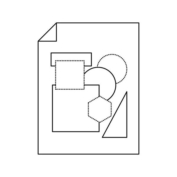 Witte achtergrond met monochroom silhouet van blad met geometrische vormen — Stockvector