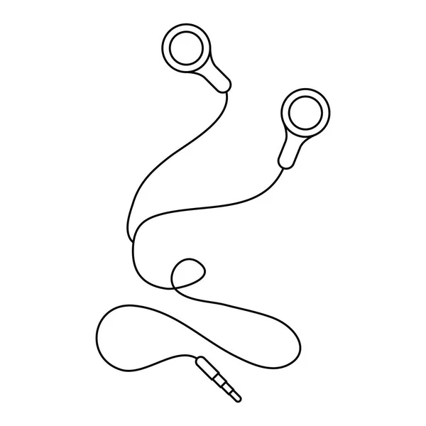 Білий фон з монохромним силуетом стерео навушників — стоковий вектор