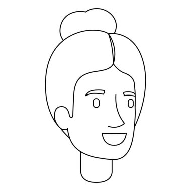 toplanan saçlar ile kadın yüzü tek renkli siluet