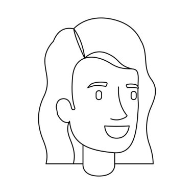 kısa ve dalgalı saçlar ile kadın yüzü tek renkli siluet