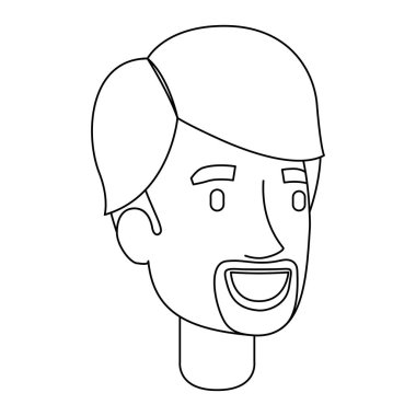 Van Dyke sakal ile adam yüzü tek renkli siluet