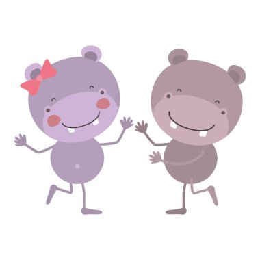 birkaç suaygırları dans ile renkli karikatürleri