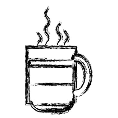 sıcak kahve bardağı tek renkli bulanık silüeti ile beyaz arka plan