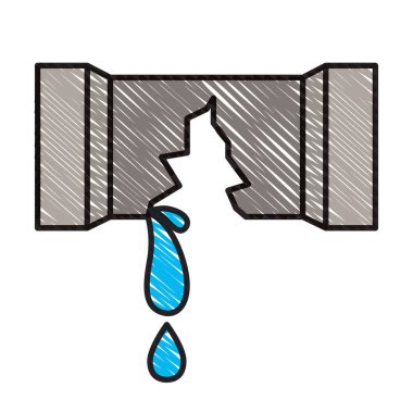 su boru kırık renkli Crayon siluet