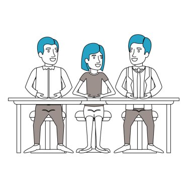 masada oturan kadın ve erkeklerin takım çalışması renk bölümleri siluet