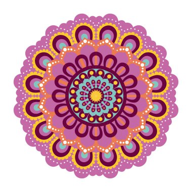 renkli çiçek mandala vintage Dekoratif süsleme ile beyaz arka plan