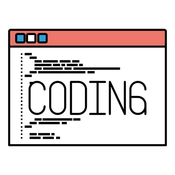 Silhouette Farbabschnitte des Programmierfensters mit Skript der Codierung — Stockvektor
